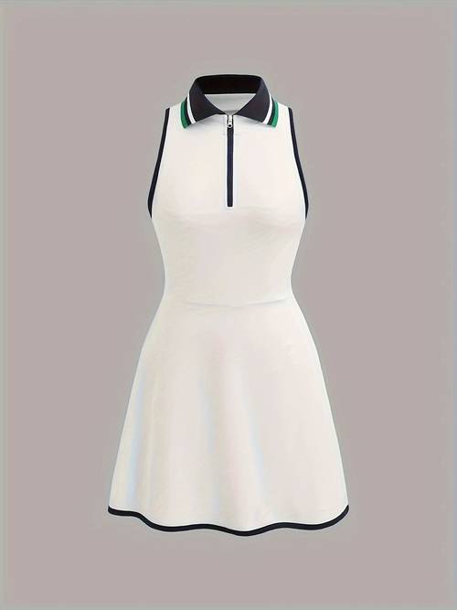 1pc solid color womens tennis dress golf casual sports skirt gym activewear