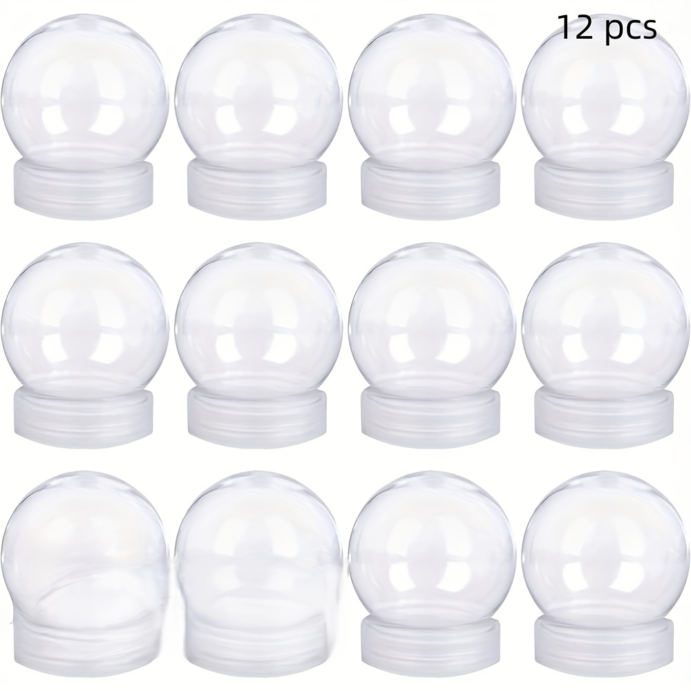 TEMU 12pcs Snowball Kit - Transparent Plastic Water Balls With Detachable Lids, Christmas Holiday Craft And Decoration, No Feathers Included,