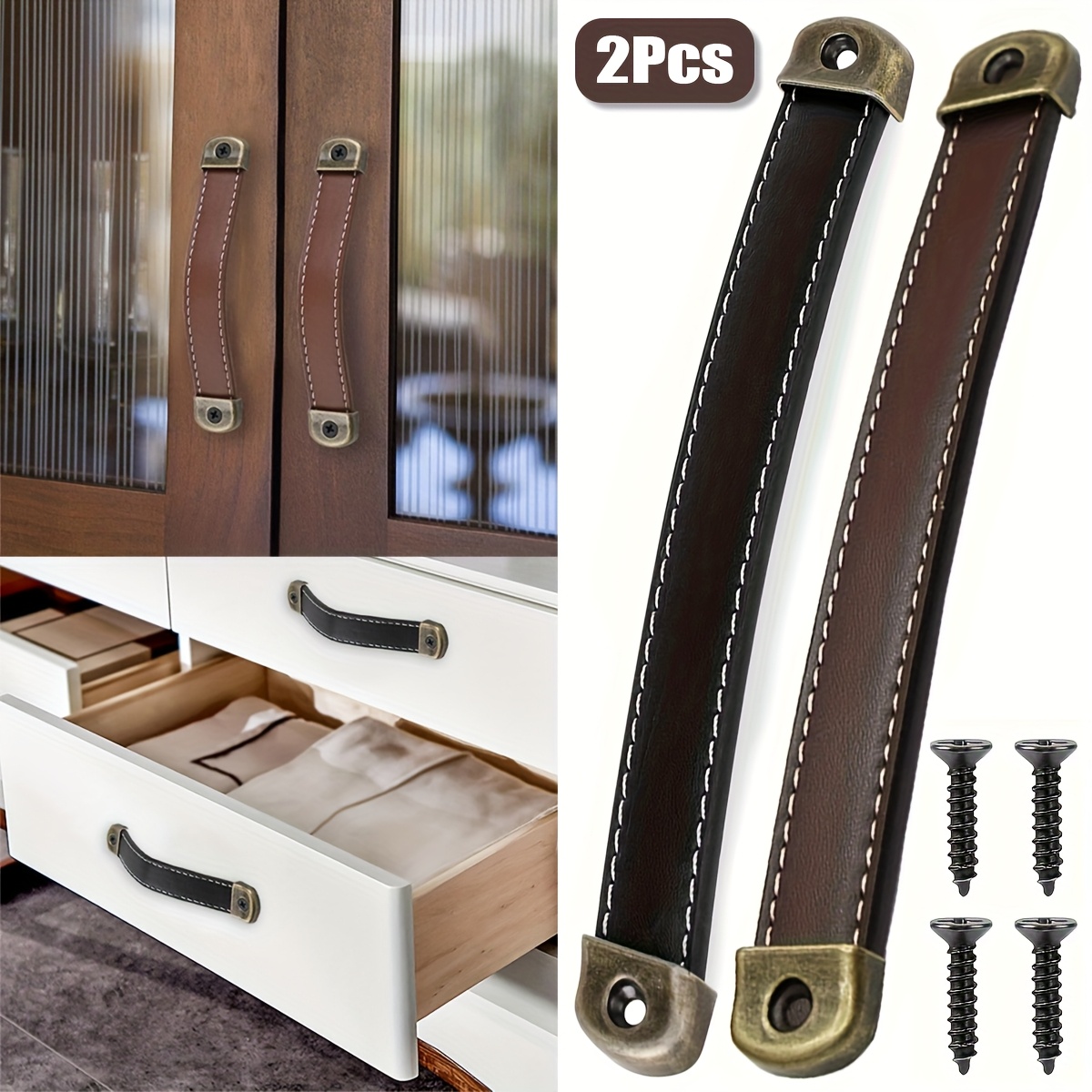 12 pack drawer pulls and cabinet handles, leather dresser knobs, upgrade of  furniture, perfect replacement of metal soft drawer cabinet knobs - tools &  home improvement - Temu