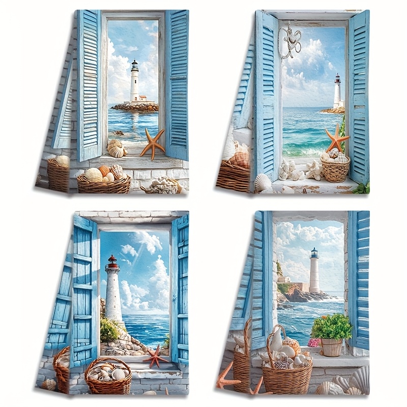 E-shop 4 Stück Geschirrtücher 18x26 Zoll Ozean, , Muschel, , Romantisch, Ozeanisches Gefühl, Mikrofaser Saugfähige Küchenhandtücher, Geeignet für