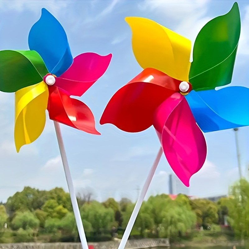 

20/60/100pcs Windmill Garden Stakes - Plastic With Wooden Handle, Suitable For Outdoor Parties, Garden Art Decor