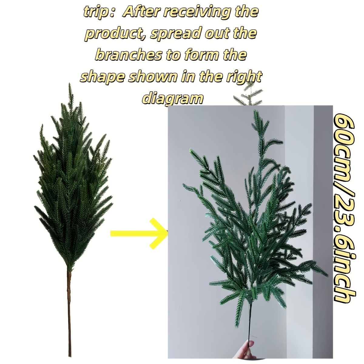 TEMU 24-inch Realistic Norfolk Pine - Lifelike Artificial Christmas Greenery, Suitable For Desktop, Mantlepiece, Entrance, And Holiday Or Home Decor,