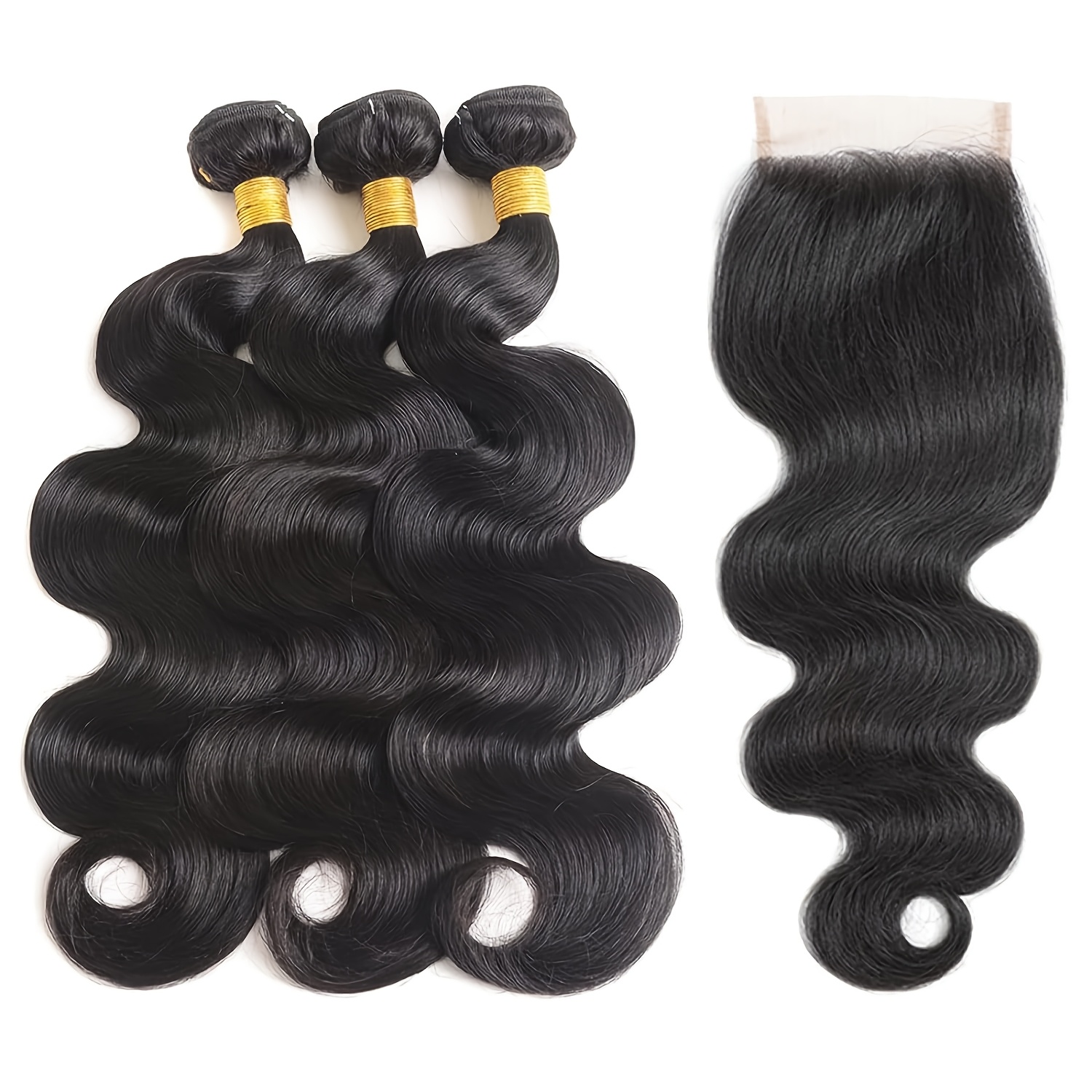 body wave bundles with closure human hair human hair bundles with closure 100% brazilian   body   bundles human hair with 4x4 lace closure natural black details 1