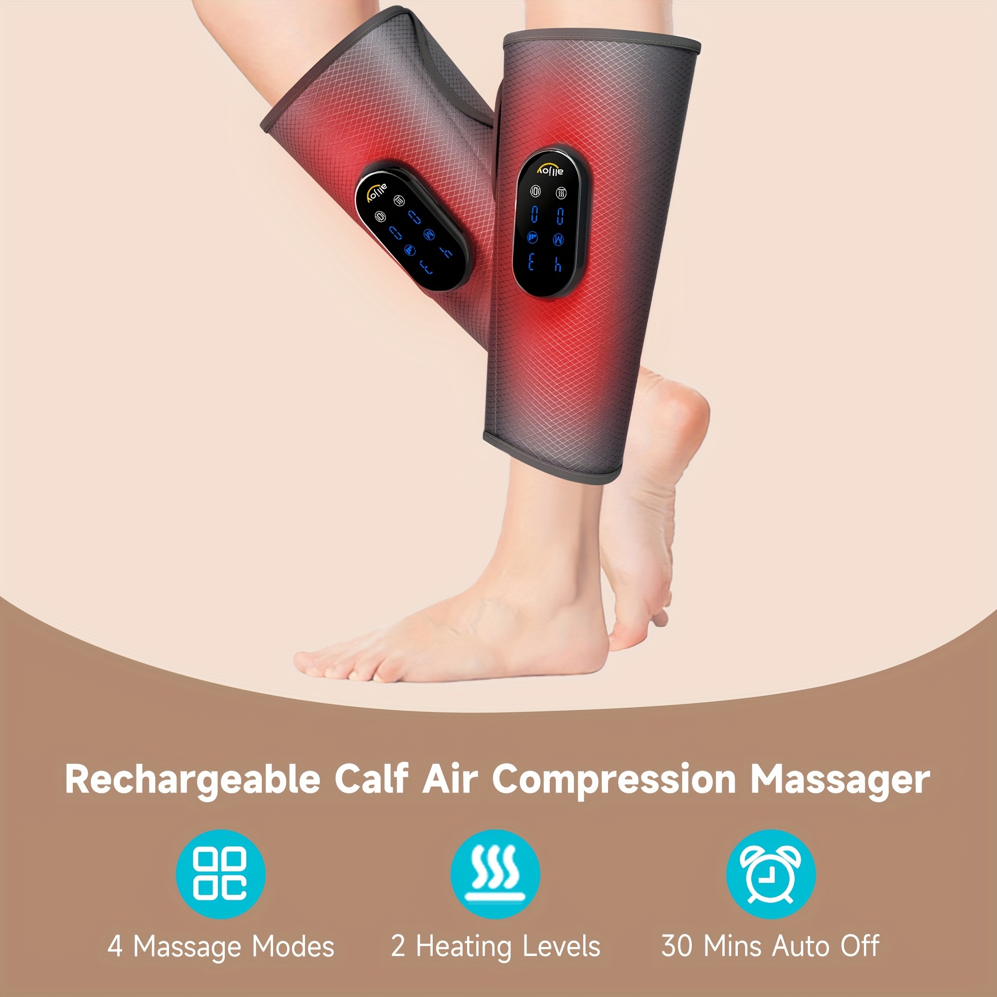 

Alljoy Wireless Leg Massager, Multi-functional Calf Massager With 4 , 2 Levels Of Heating, 4 Vibration Functions And Auto Shut-off Function, Valentines Day Gift For Women, Gift For