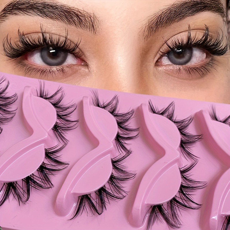 

5/10 Pairs Of Soft, Natural-looking False Eyelashes - The Skin, Featuring A Thin Transparent Band, In And , Reusable Short Strips Ideal For Halloween And Christmas Makeup.