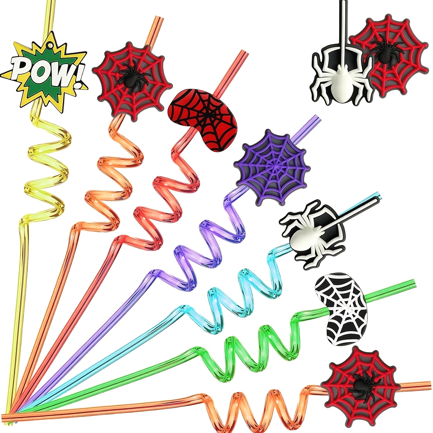 Image of 12pcs, -themed Straws, Reusable Plastic Straws, Suitable For -themed Birthday For Party Gifts, An For Hero For Party Decorations, Filler For Party Candy Bags, Birthday Decorations, And Gift Supplies