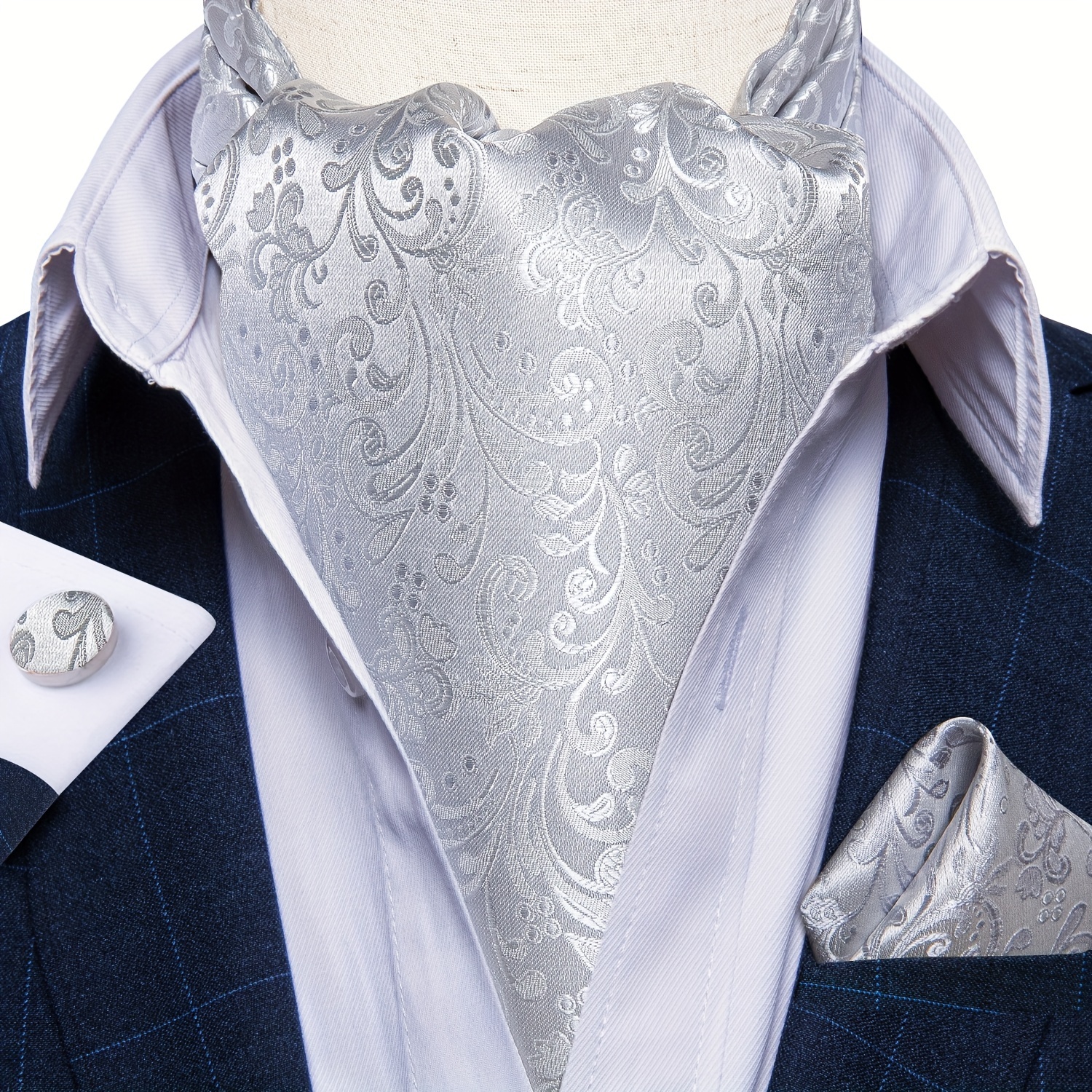 Set Cravate + Pochette HISDERN - Motif Floral - Mariage, Cérémonie