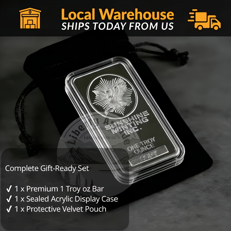 TEMU Real , Next Day Complete 1 Oz Set With Display& Velvet Pouch, Mark Si, Sealed, 33g, 50x30mm, Exquisite& Elegant Collectibles, Art Pieces -&