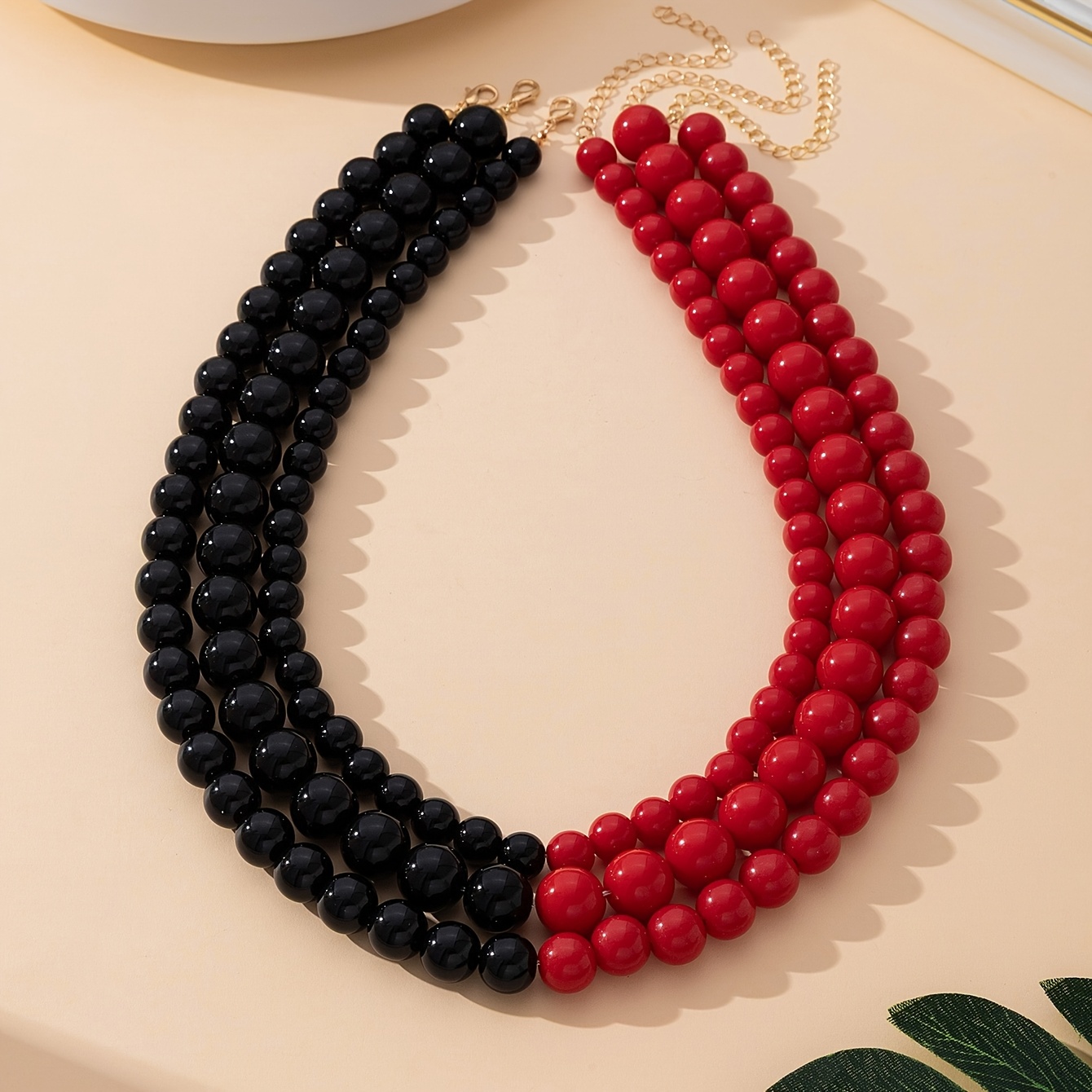 TEMU 3pcs Temperament Fashion Retro Bead Stacked Necklace Set Suitable For Women' Gifting And Party Wear