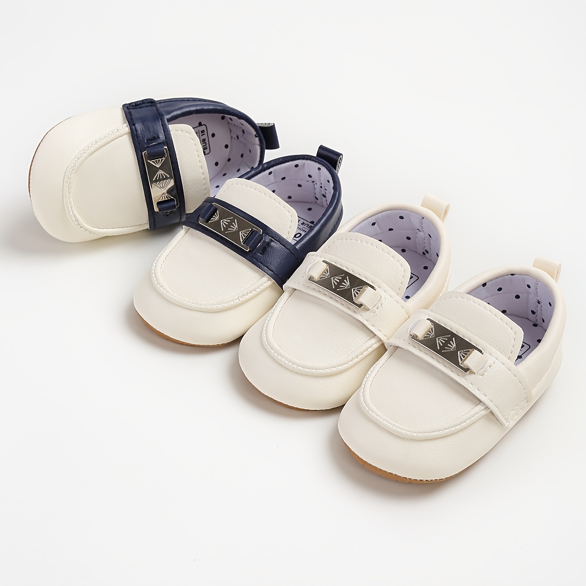 c5d649d6-9272-4578-a948-85314b999ff4.jpg Baby Boys & Girls Slip-On -like Shoes - Soft Anti-Slip Moccasin-Style Sneakers with Golden Buckle & Arch, All-Season Indoor/ Dress Shoes for Weddings
