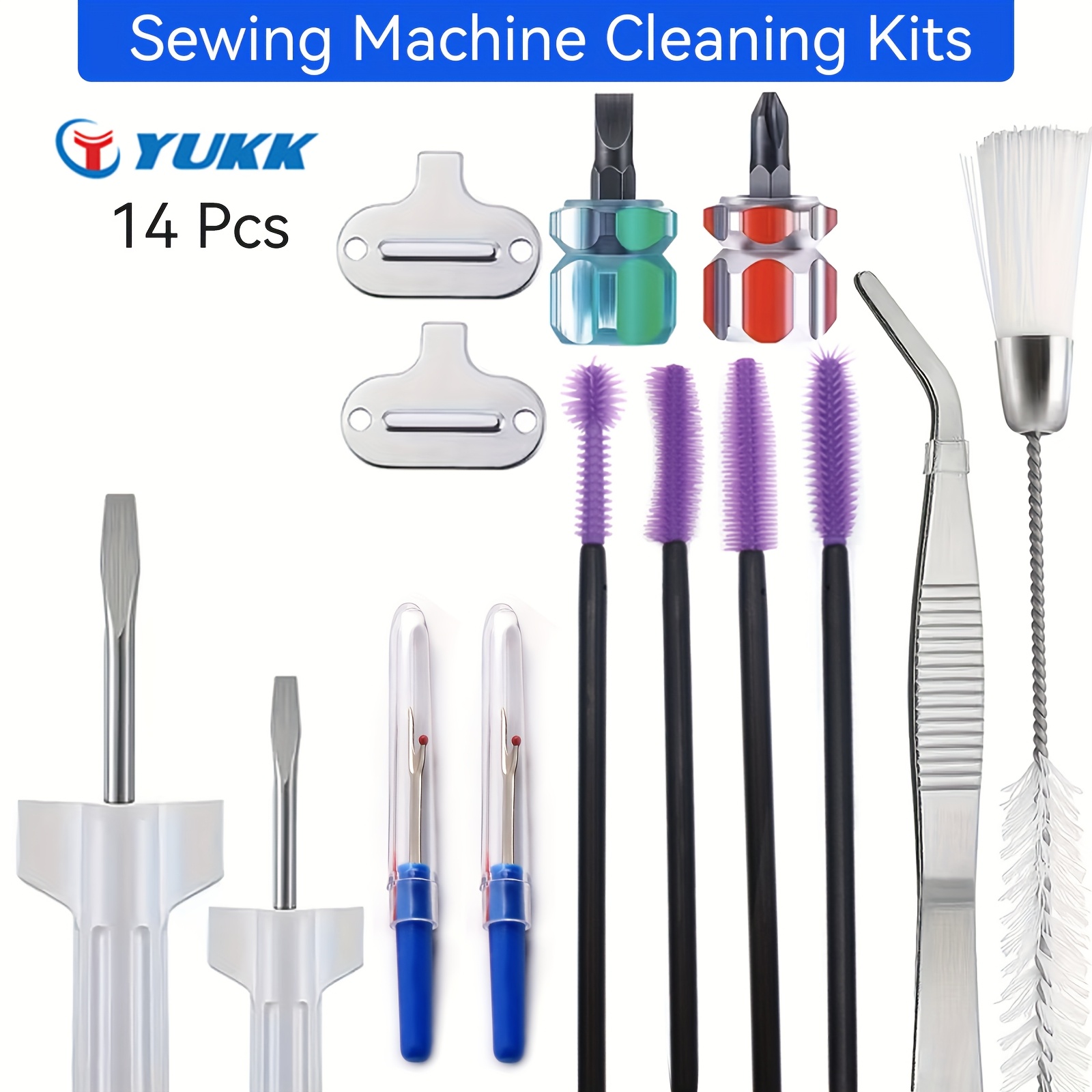 TEMU Yukk Sewing Machine Maintenance And Cleaning 14pcs Set, Includes Tools For Maintaining And Cleaning Sewing Machines, Such As Tweezers,