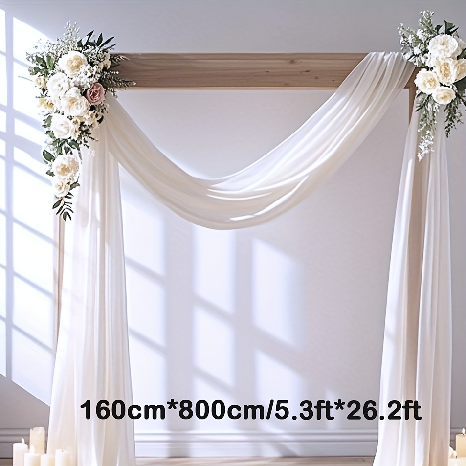 E-shop 800cm Hochzeitsbogen Vorhänge Weißer Tulle Chiffon Stoff für Hochzeitstreppe Dekor, Rustikale Polyester Gardinen als Hintergrund für