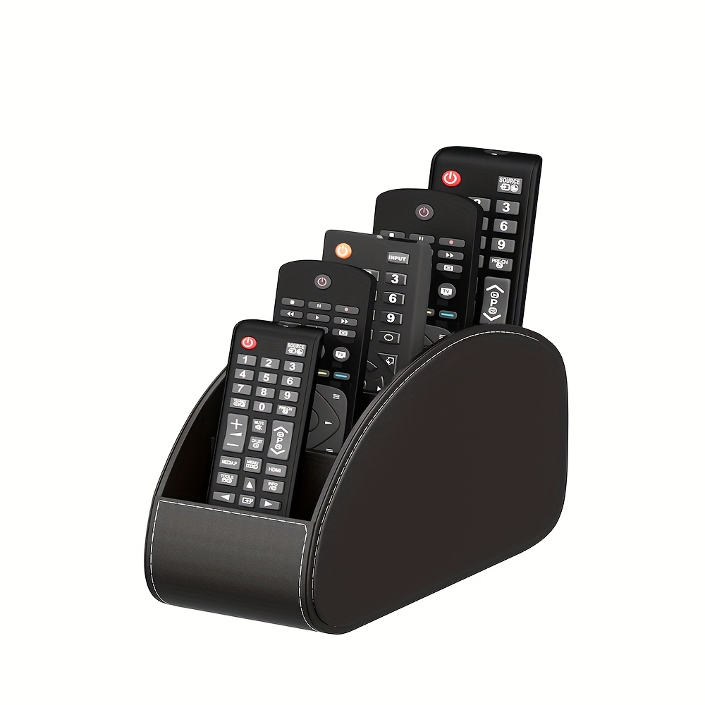 TEMU svart fuskpäls fjärrkontrollhållare med 5 utrymmen - skrivbordsorganisator för TV, DVD, Blu-Ray, mediaavspelare, värmekontroller,