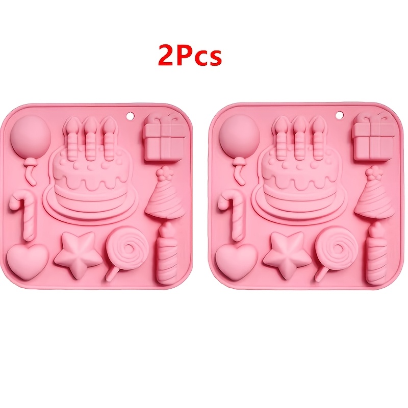 TEMU 2pcs Birthday Cake Silicone Molds Birthday Themed Baking Moulds For Chocolate, Ice Cube, Cake, Dessert, Candy, Tools