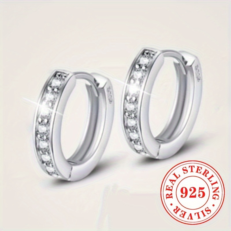 

Tiny 925 Sterling Silver Hypoallergenic Hoop Earrings Embellished With Zircon Elegant Luxury Style Female Gift