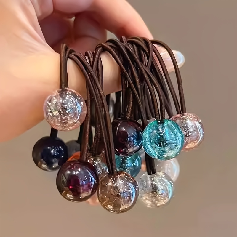 12pcs High Elastic Beaded Hair Ties for Women