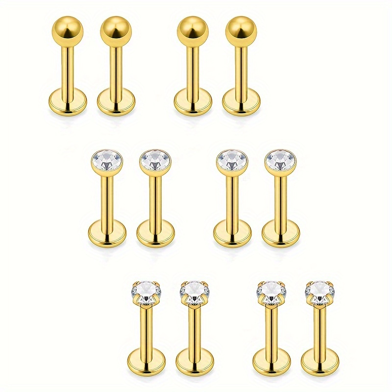 E-shop 12 Stück Knorpel-, Tragus-, Helix-Piercings, Edelstahl, Lippenpiercing, Labret-Stecker