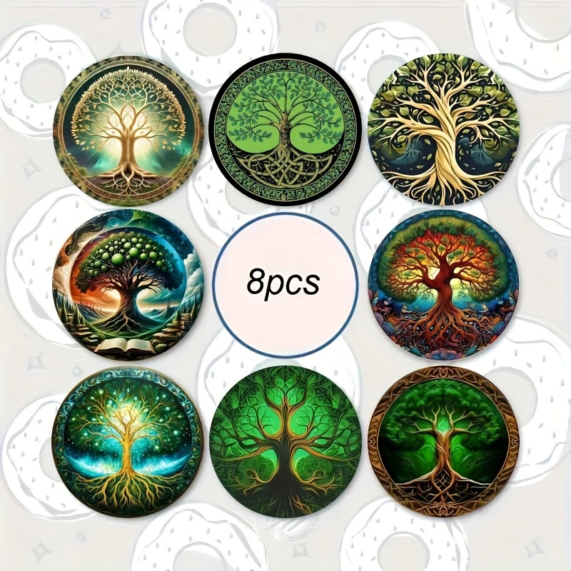 

8pcs Wooden Of Life Coasters Coffee Mat