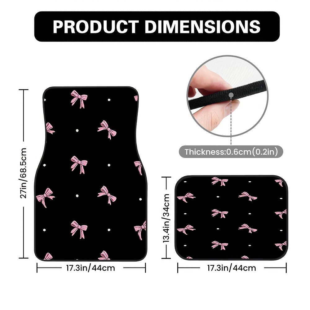 TEMU 4pcs Vehicle Floor Mats With Pink Bow Polka Motif, Compatible With Sedans Or Crossovers, Presenting Benefits And Gift Idea , While Accommodating