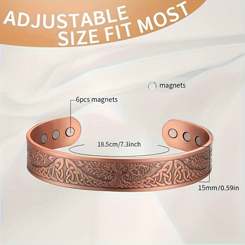 Upgrade Copper Magnetic Tree of Life Bracelet, Adjustable Cuff Bangle