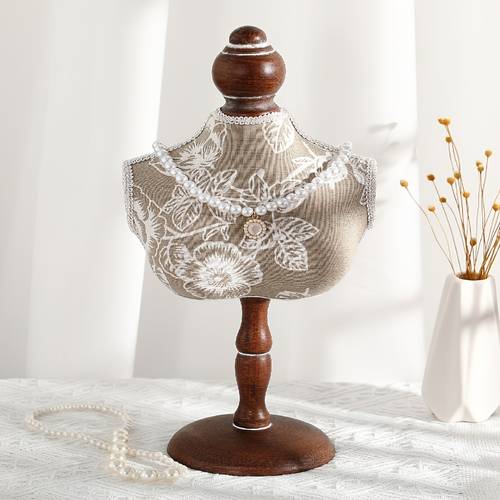 1 vintage jewelry mannequin display measuring by 6 3 inches designed for showcasing necklaces and chokers this elegant wooden bust serves as a beautiful decor item for as a gift for weddings or home decoration
