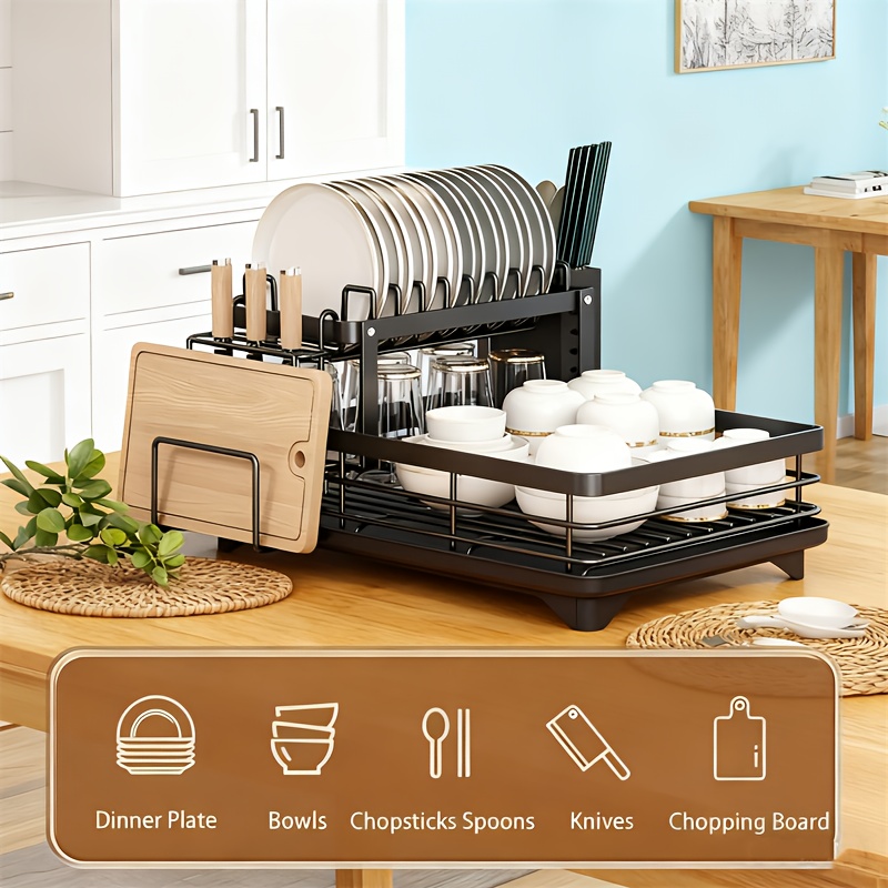 E-shop 2-lagige Edelstahl-Schüsseln und Ablageplatten, doppellagige Schüsseln und Ablageplatten, automatische Entwässerung, Messerblock,