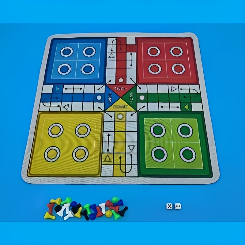 TEMU Jeu de société de ludo échecs volants, grande taille 17,72 pouces, avec 24 pièces à six faces de couleurs aléatoires + 2 dés | Jeu de de table