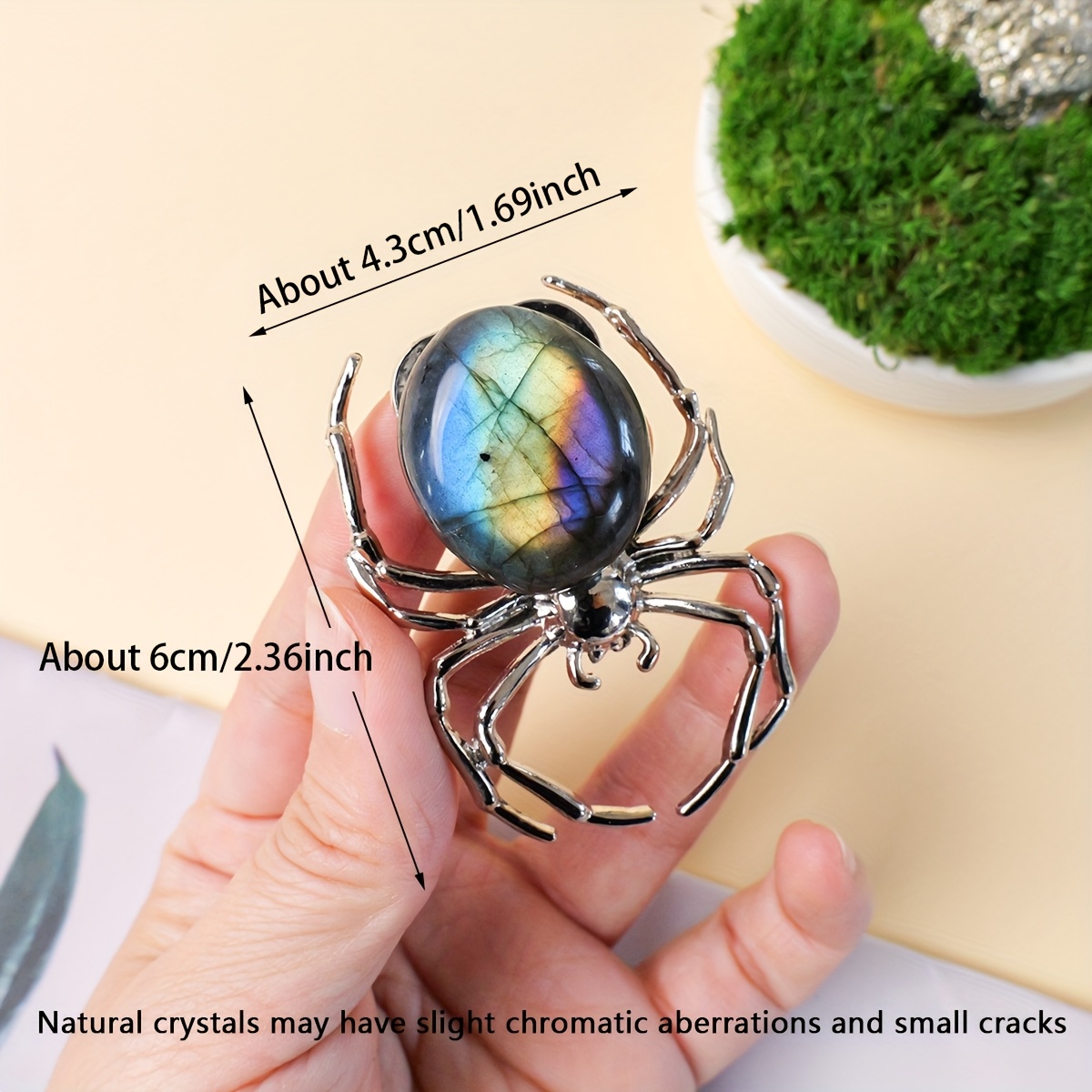 Image of 1pc Natural Crystal Labradorite Ornament Gray Crystal Crafts Home Office Desktop Decorations Halloween Holiday Gift