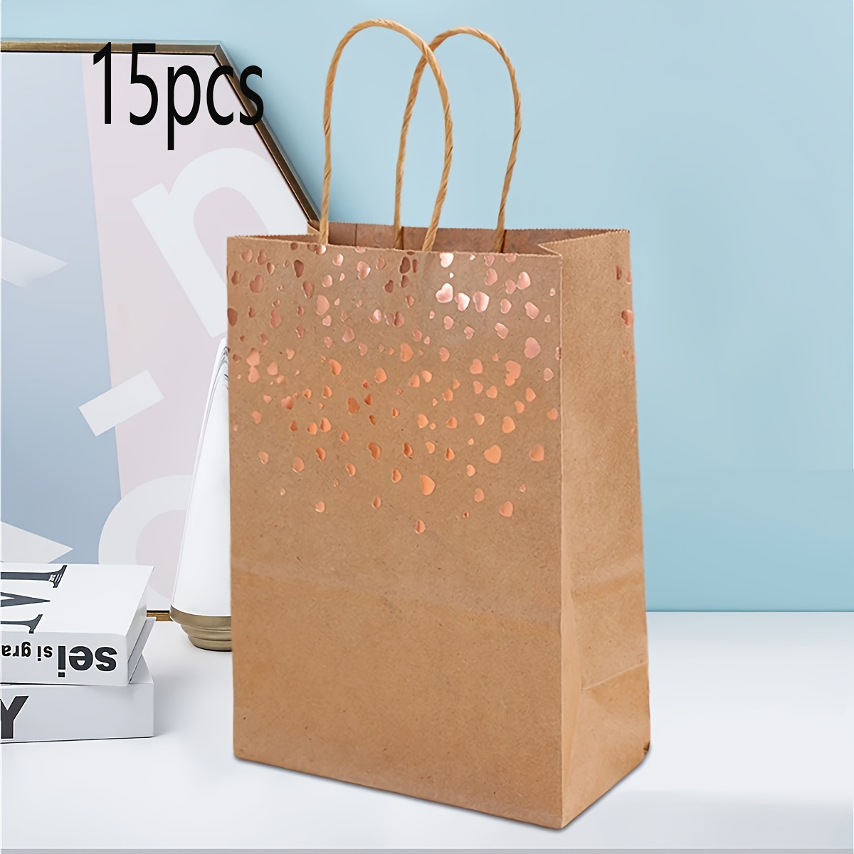 15pcs Glittery Paper Gift Bags With Rope Handles - Elegant Party Favor Bags For Birthdays, Weddings