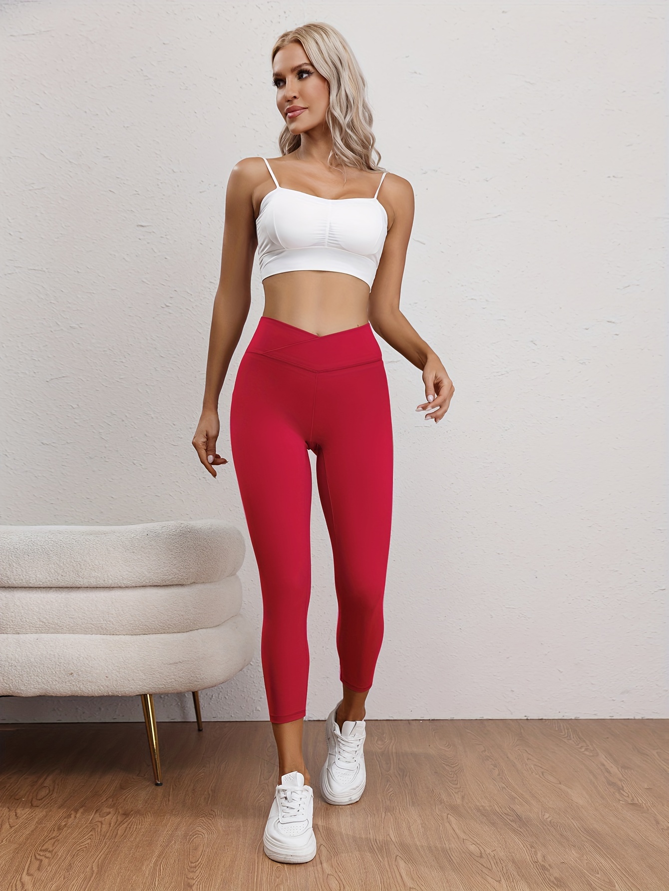 Red High Waisted Butt Lifting Jeans for Women