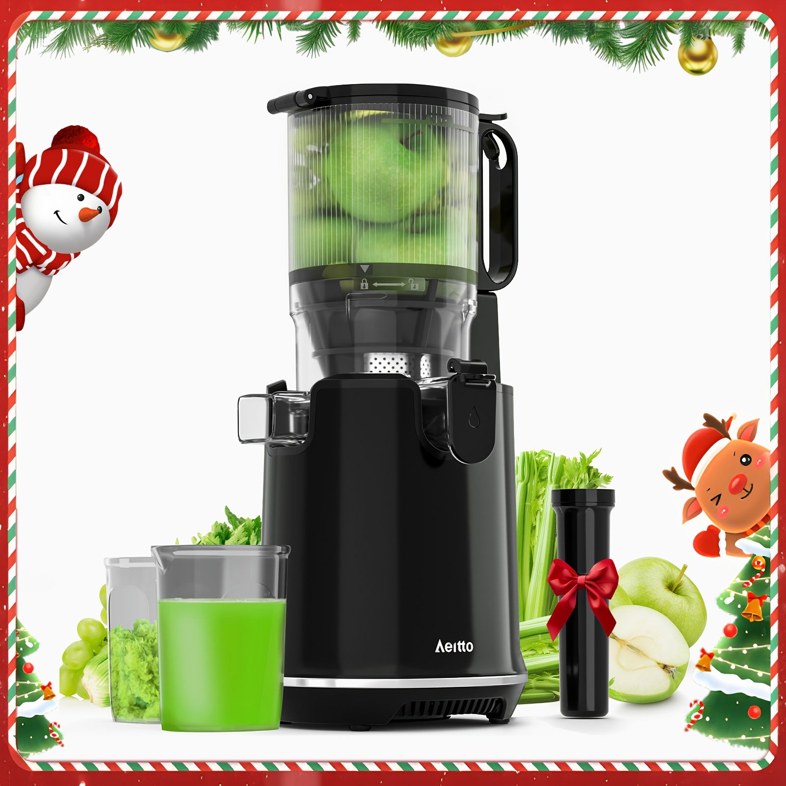 

Aeitto Juicer Machines, Cold Press Juicer With 5.3" Extra Large Feed Chute, 1.7l Large Capacity, 250w Juicer For Vegetable And Fruit, Easy To Clean With Brush, , Black