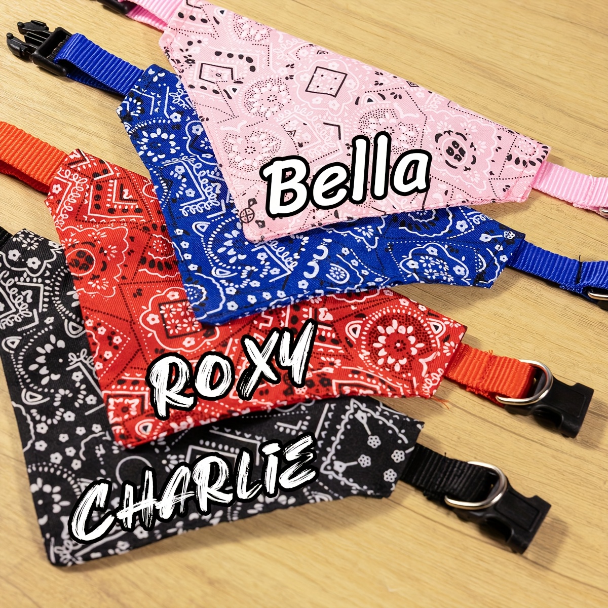 Customizable Adjustable Dog Bandana, Personalized Pet Saliva Towel & Collar