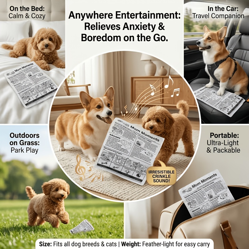fun newspaper toys are suitable for all dogs and cats the sandpaper sound toy is ideal for large medium and small dogs and cats durable fabric enrichment toys help   boredom and anxiety   water washable Product details 2