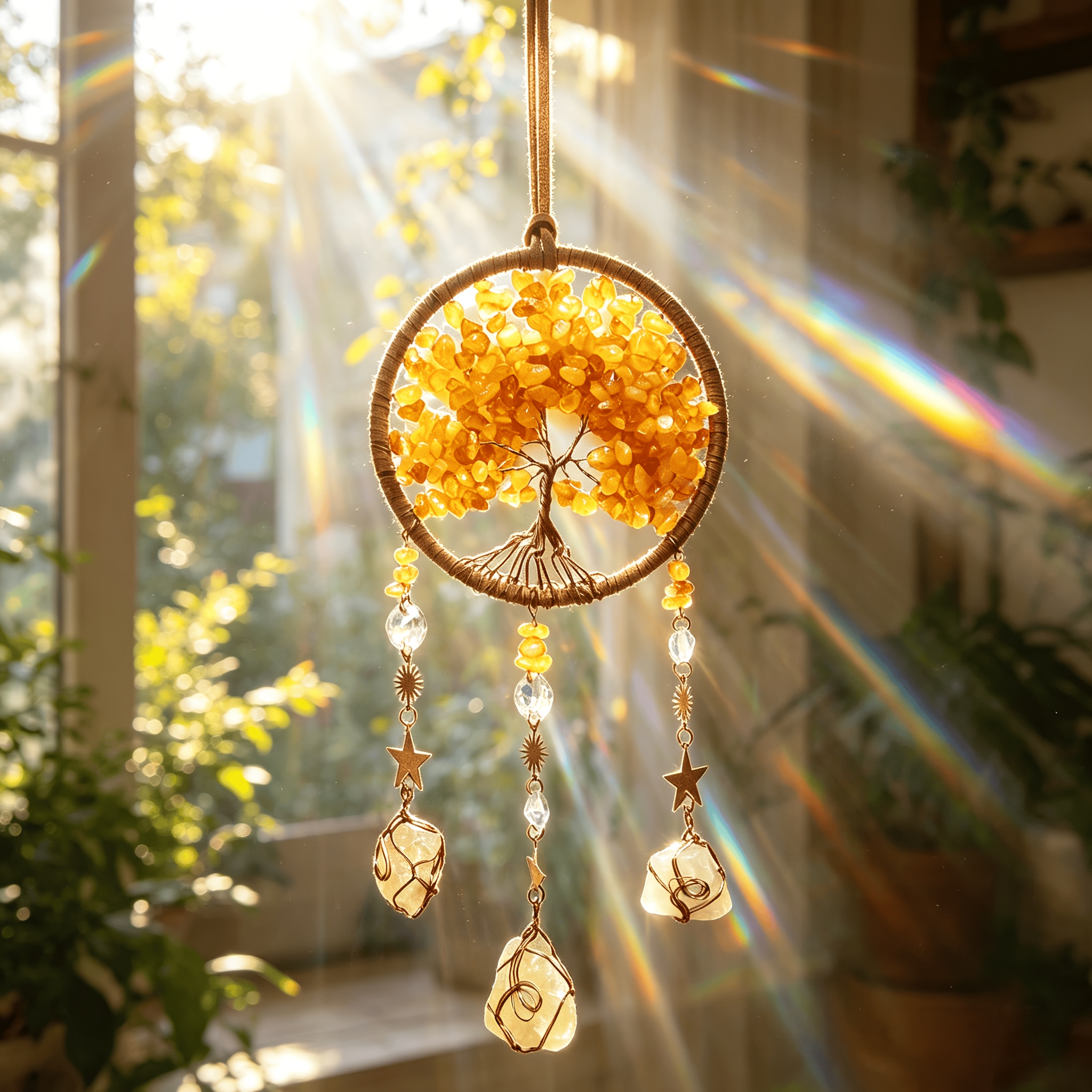 TEMU Attrape-soleil mural en cristal de style bohème - Décoration attrape-soleil pour chambre et salon - Arbre de vie, disponible en couleurs