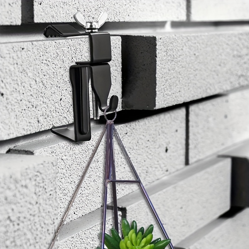 

2pcs Heavy Duty Stainless Steel Brick Wall Clips - No Drill, Paint-finished Outdoor Hooks For Hanging