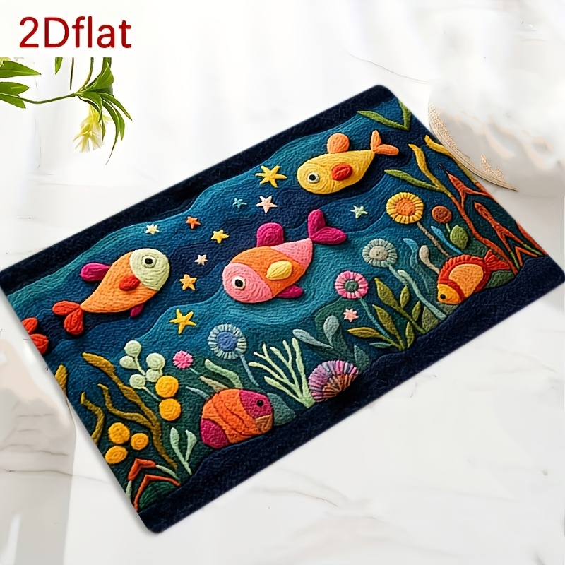 TEMU 2d Flat, 2d Flat Design, 1pc Rectangular Bath Mat Featuring A 2d And , Made From Microfiber. Mat Is Perfect For Decorating Bathrooms, Living