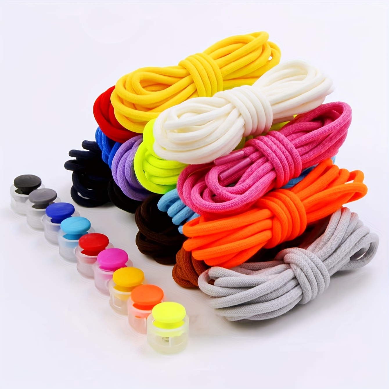 Trendy All-match Shoe Laces with Buckle Fixing Artifact, Colorful Elastic Laces that Don't Need to be Tied, Lazy People's Laces that Don't Need to be Tied, 8pcs Set, Elastic, Shoe Laces