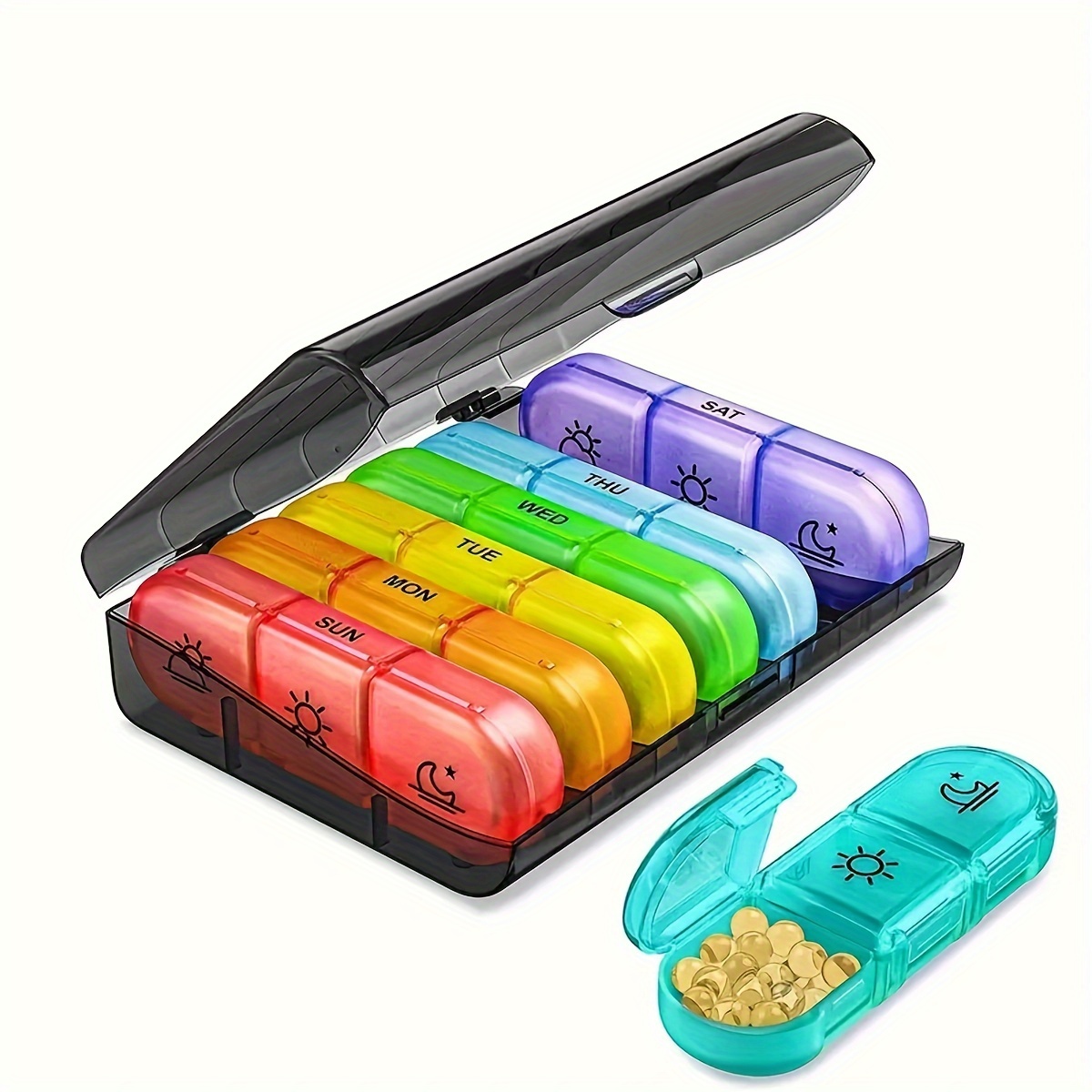 

1pc Weekly Pill Organizer, 21-compartment 3-times- Pill Box, Plastic Portable Medicine Case With Secure Latch, For Daily Medication Storage