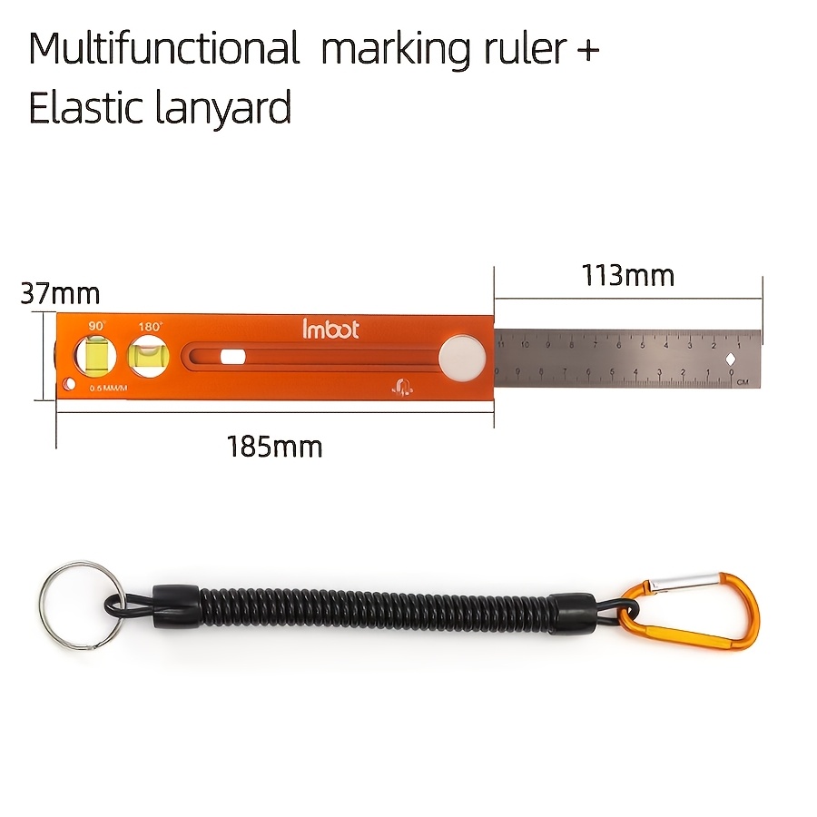 TEMU Règle de mesure de menuiserie réglable, niveau à bulle de positionnement, règle multi-angle de 4 pouces, équipée de niveaux à 90° et 180°, outil
