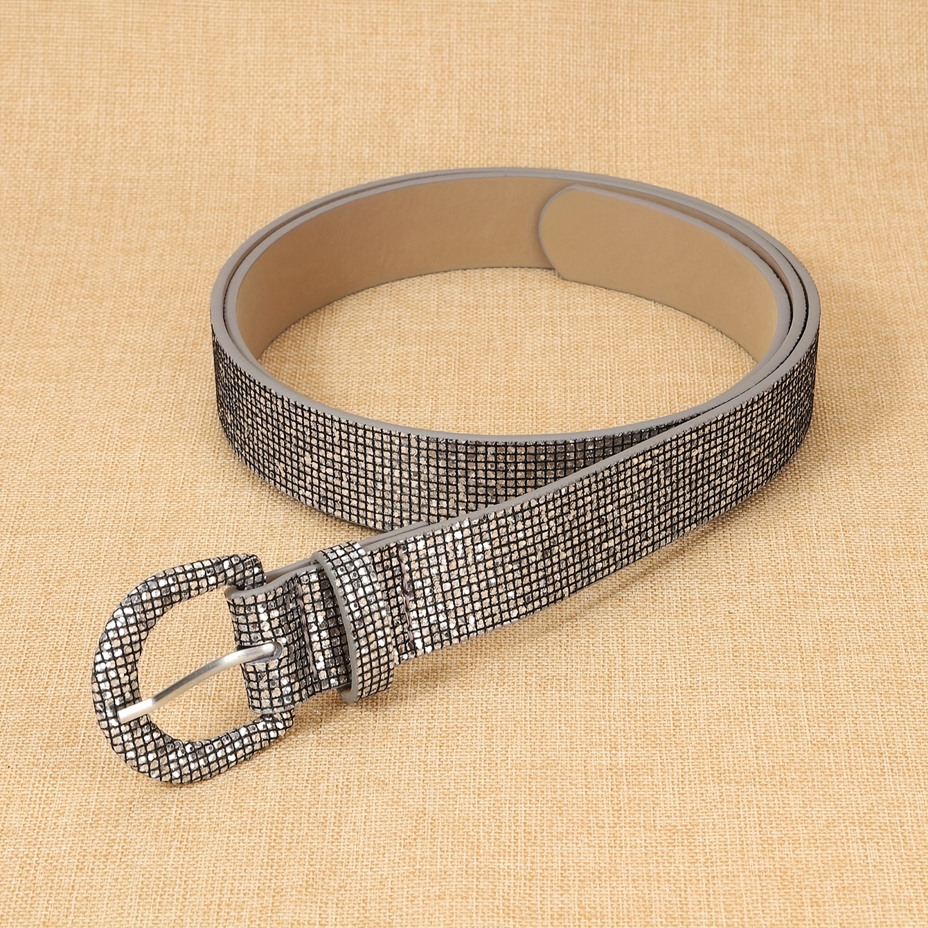 TEMU Y2k Unisex Belt With Sparkling Rhinestone - Adjustable Bohemian Style Waist Belt, Suitable For Casual And Formal Attire, Party Fashion Accessory