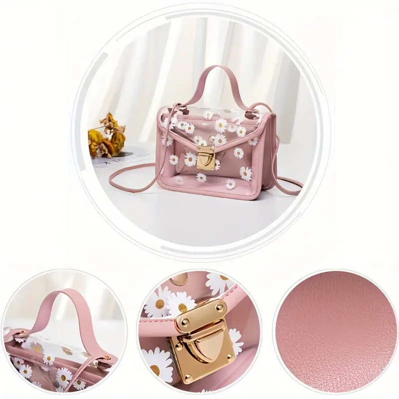 small daisy mother bag crossbody fashion womens transparent jelly handbag details 2