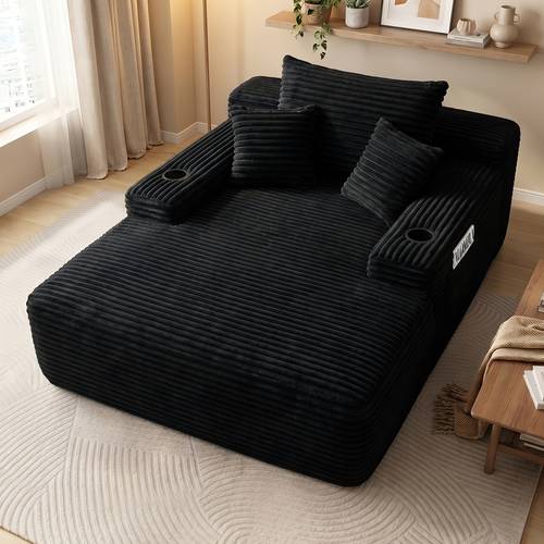 extra large boneless sofa chaise lounge with cup holder and side pockets living room sofa chair bed compressible high rebound foldable recliner supportive system and high density foam padding non sinking convertible lounge bed