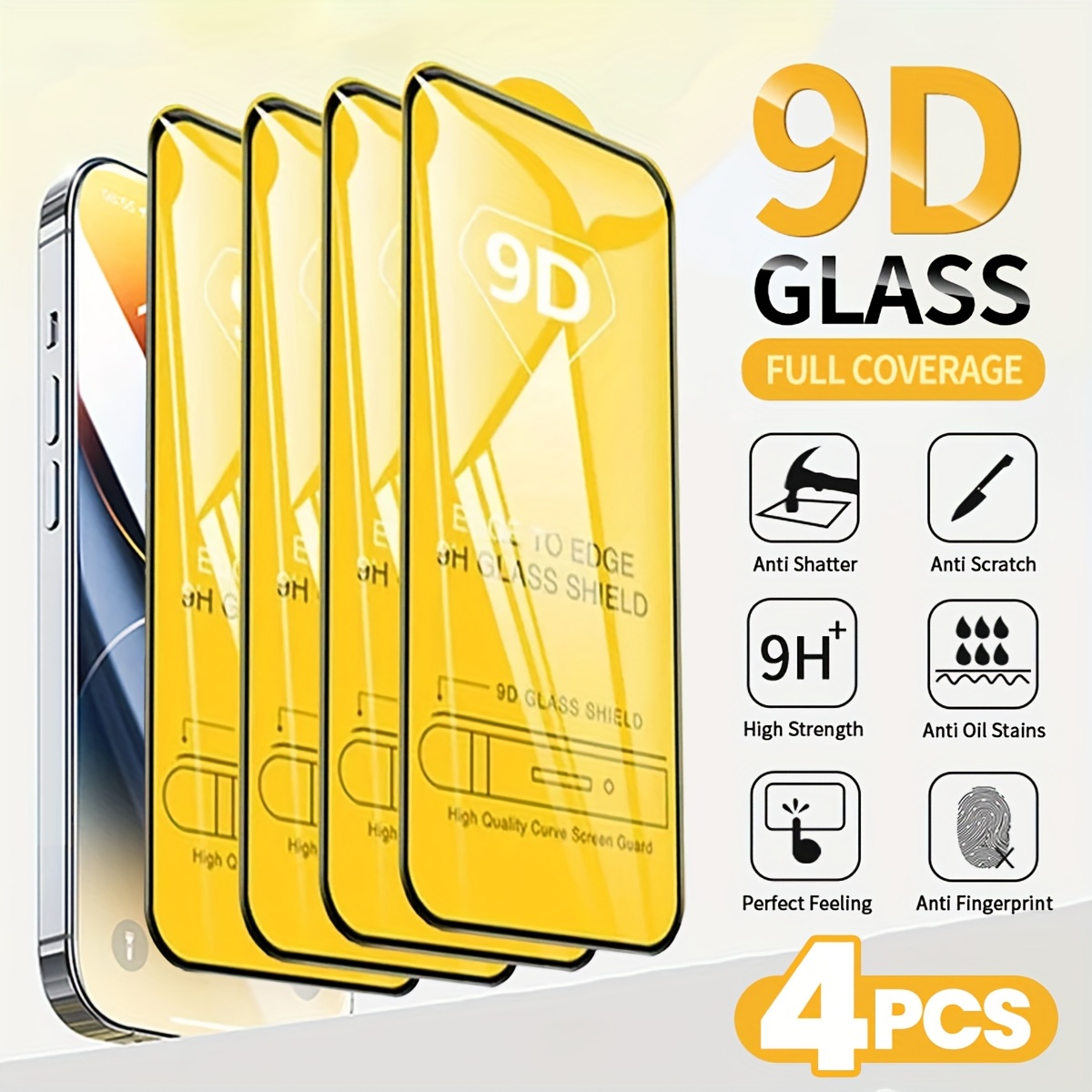 E-shop 9D Panzerglas Schutzfolie für iPhone X/XS/XR/XS Max/11/12/13/14/15/16 Serie, High-Definition Glänzende Oberfläche, Einfache Installation, Kratz-