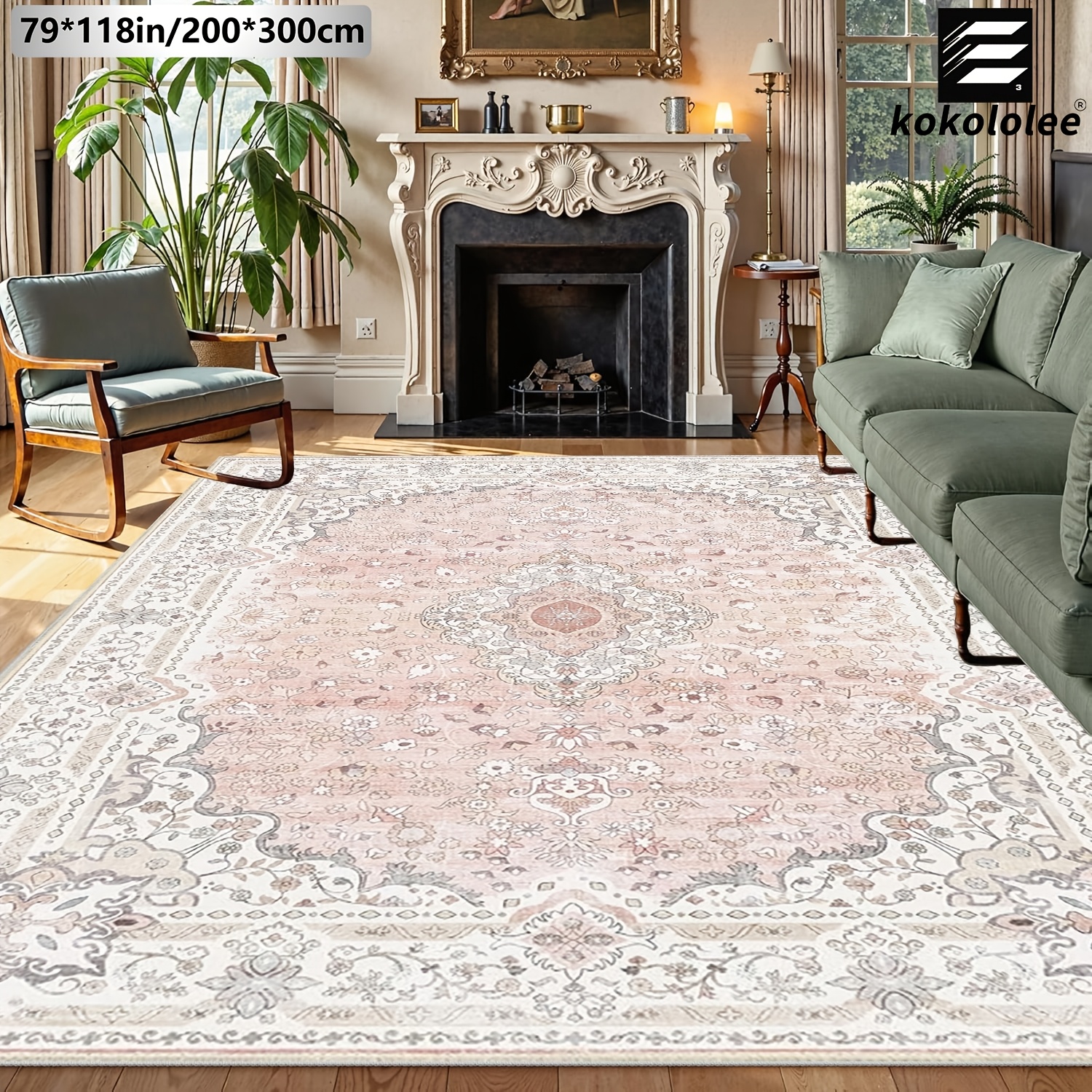 TEMU 1pc Kokololee Luxury Velvet Area Carpet | Retro Bohemian Pattern, Minimalist Geometry, Leopard And Tiger Prints, Non-slip Backing, Machine