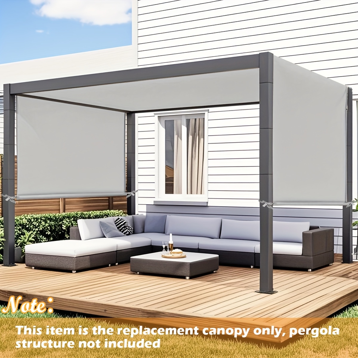 TEMU 1 pièce Toile d'auvent rétractable pour pergola d'extérieur - Blocage UV, installation facile - Parfait pour l'amélioration de extérieure