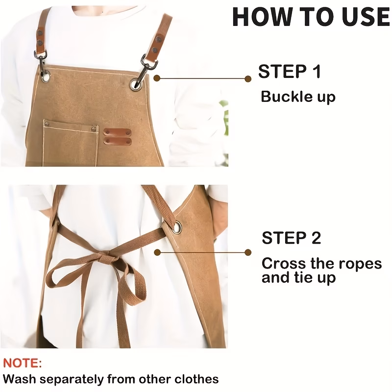 sturdy and waterproof canvas work aprons for men and women featuring adjustable cross straps essential kitchen aprons are perfect for heavy duty tasks in shops suitable for mechanics technicians carpenters Product details 13