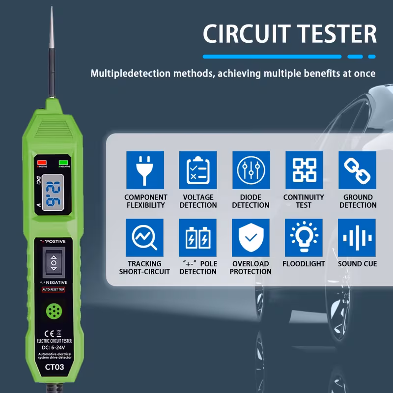circuit tester 6 24v automotive electric circuit tester with voltage display led light with a buzzer power circuit probe kit for all vehicles Product details 3