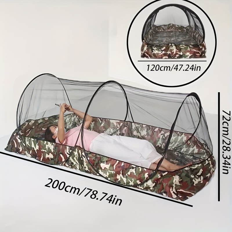TEMU 1-person Camouflage Camping Net With Full-body Protection, Portable Foldable Net For Hiking, Backpacking & Travel - No Setup Required, Zipper Closure, Use, Repellent Outdoor