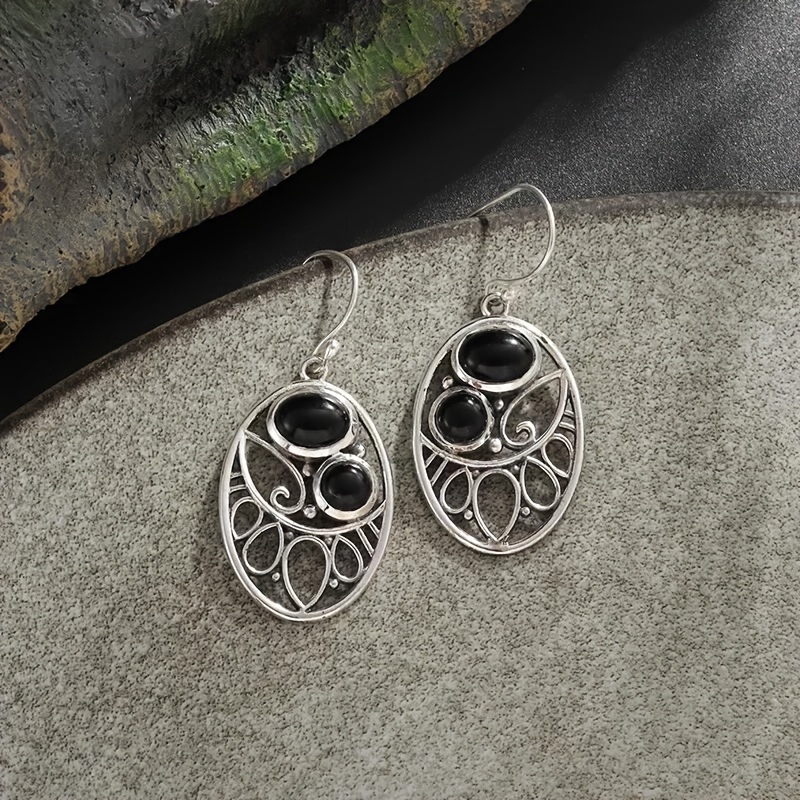 Women's Retro Hollow Pattern Earrings with Synthetic Zirconia
