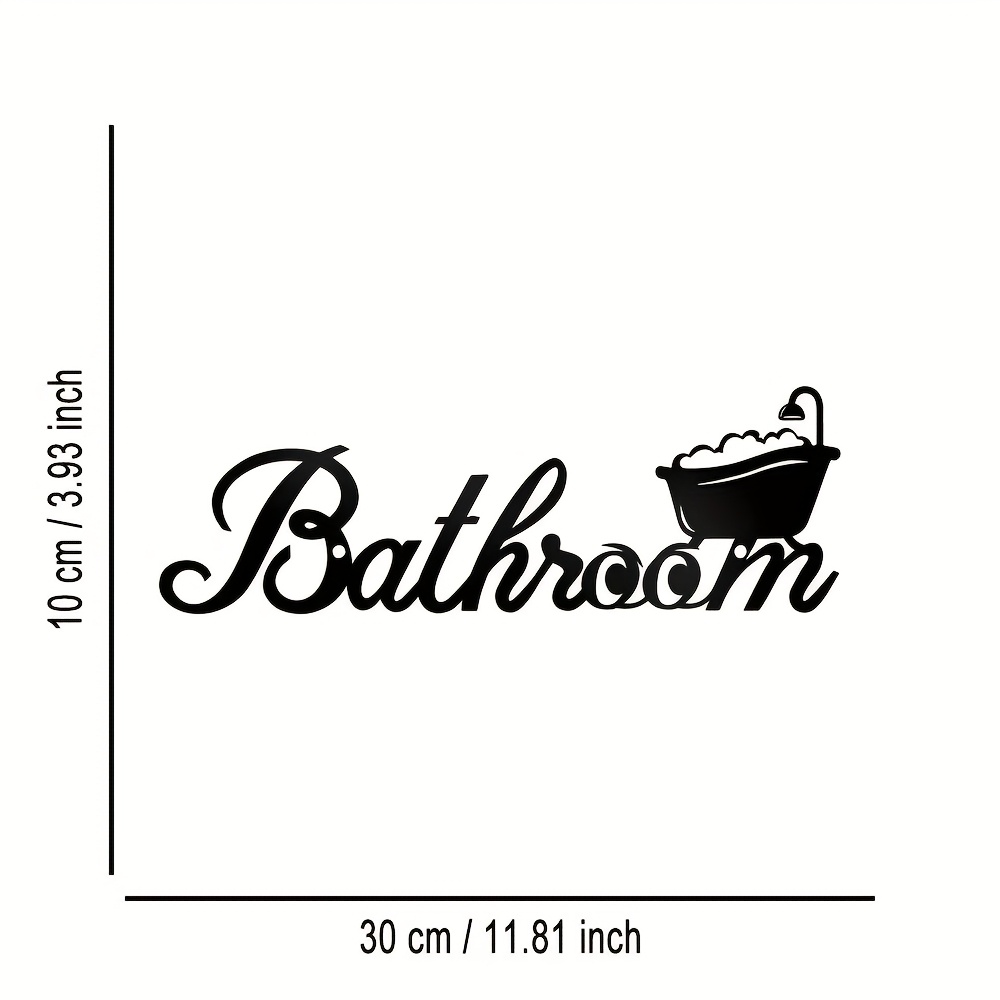 TEMU 【2d Flat】 [2d Flat] 1pc Meticulously : Elegant Bathroom Sign Metal Plaque, Minimalist Art Design, Wall Decor Craft, Suitable For Office, Room,